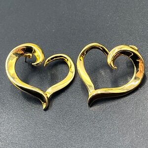 PAJ Sterling Silver Vermeil Organic flowing Open‎ Curvy Heart Earrings